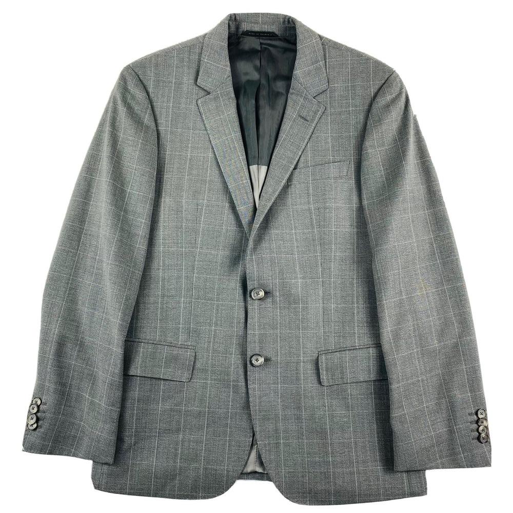 Hugo Boss Current Lanificio Super 100s Hutch5 Gray Windowpane Check Blazer 38R